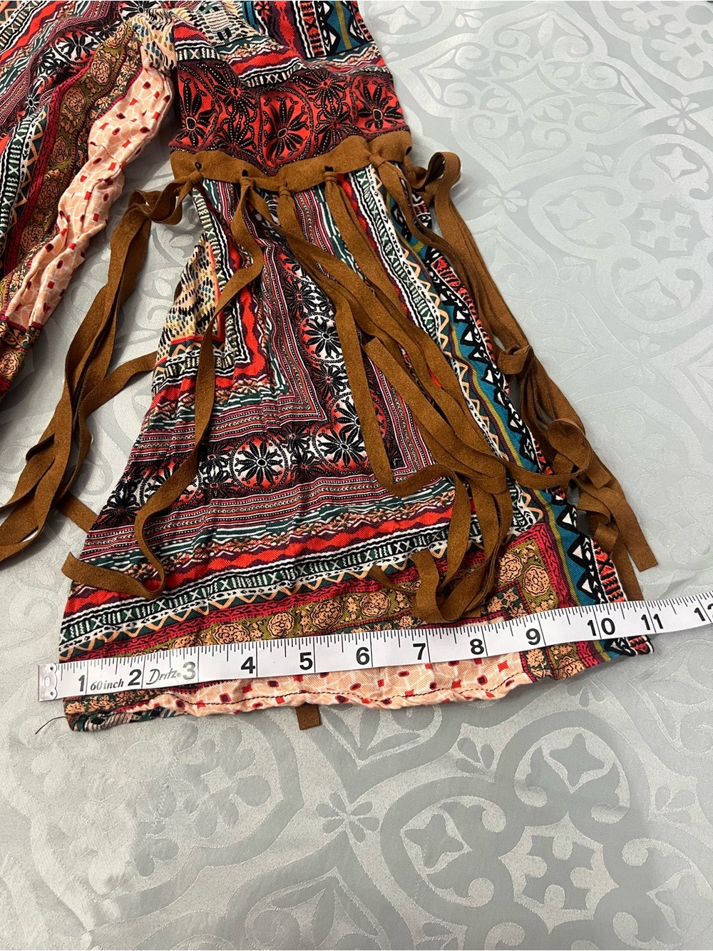 Uncle Frank by Anthropologie Geometric Embroidered dress  with Red&Teal Accentst - Picture 10 of 11